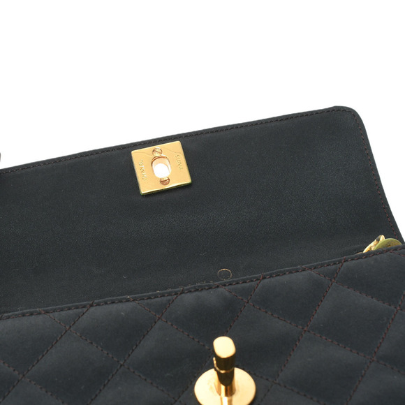 Chanel Mini Matelasse Chain Shoulder Black Gold Hardware Satin Shoulder Bag - Picture 9 of 10